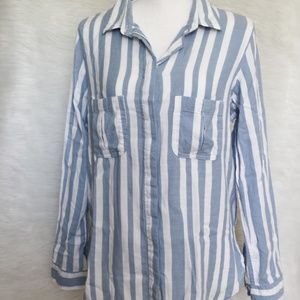 Cotton On Blue and White Striped Button Down Top